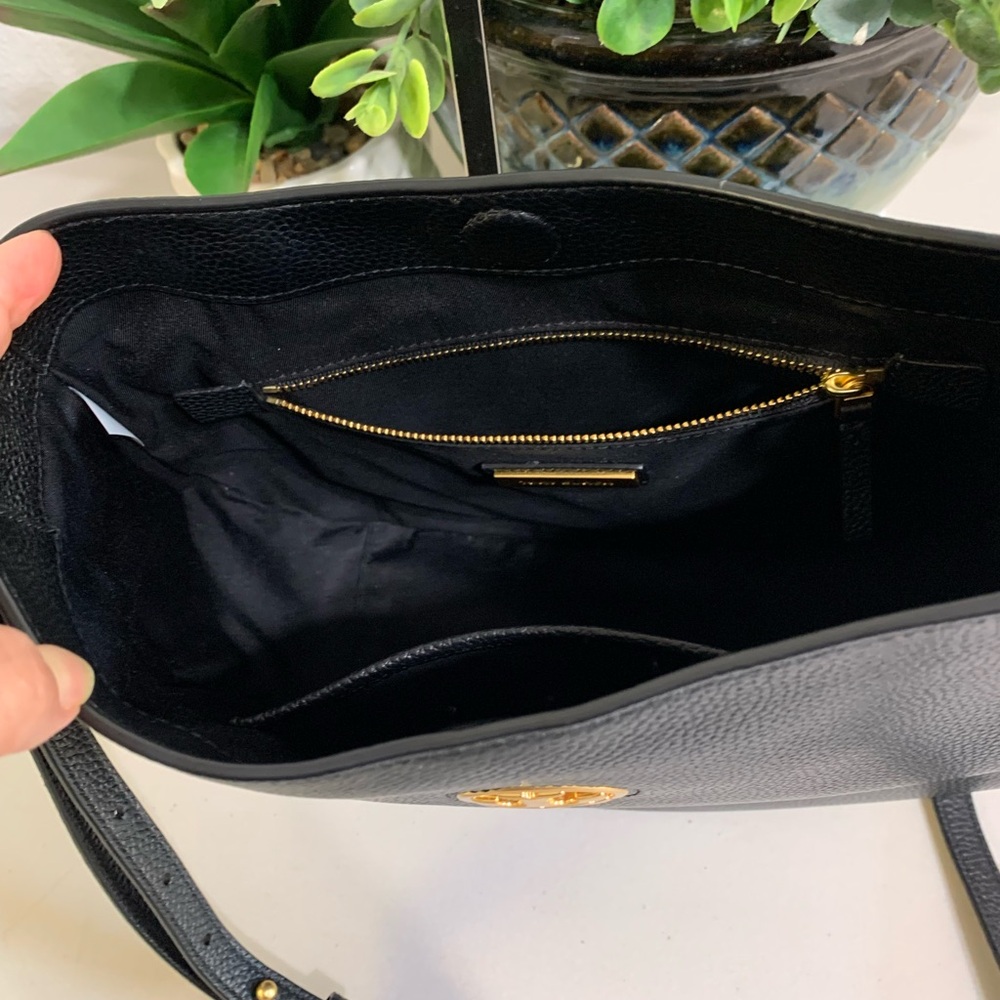 Tory Burch Black Pebbled Leather Hobo with Gold Logo - Picture 10 of 14